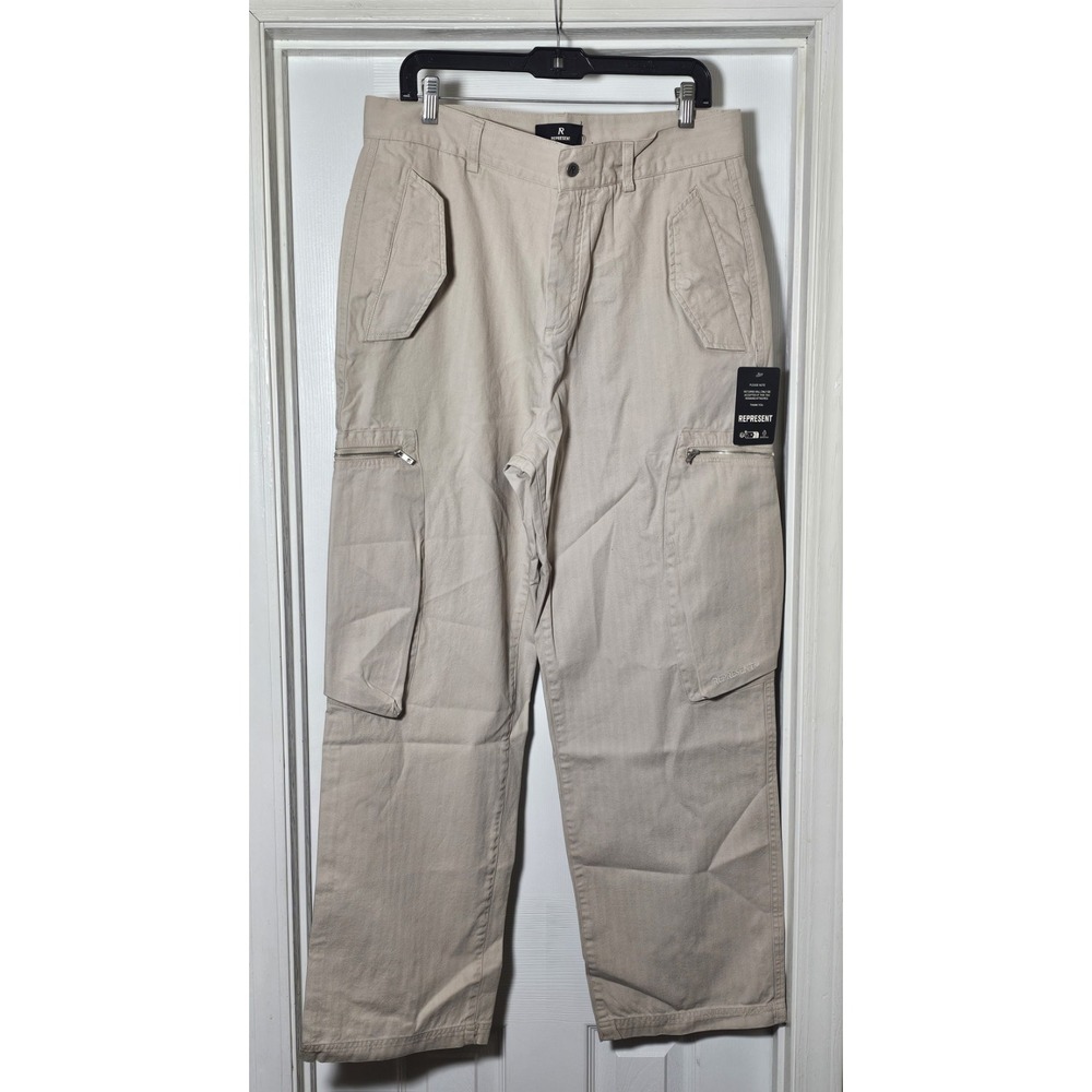 Represent Workshop Cargo Pants Men's Sz Large Cashmere Color Herringbone Cotton